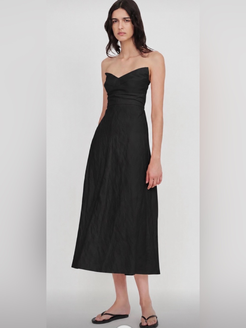 Partow black Baxter crinkle midi dress 8 NWOT